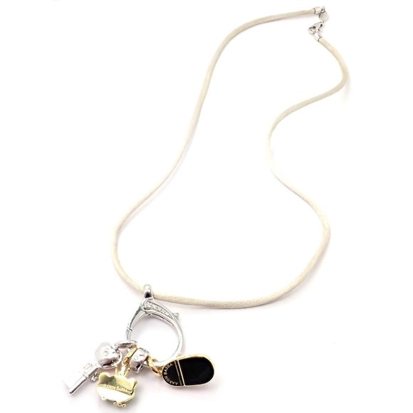 Authentic! Aaron Basha 18k White Gold Diamond Enhancer 3 Charms Spacer Necklace - Picture 10 of 10